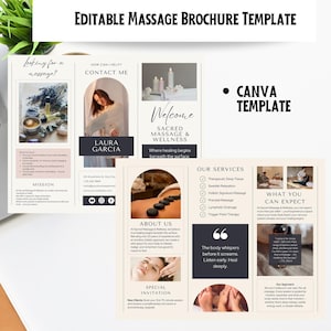 Editable Massage Trifold Brochure Template: Canva Salon & Spa Service List (Digital Download)