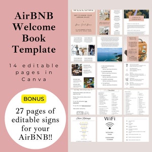 Airbnb Welcome Book Canva Template: Editable Host Signs (Digital Download)