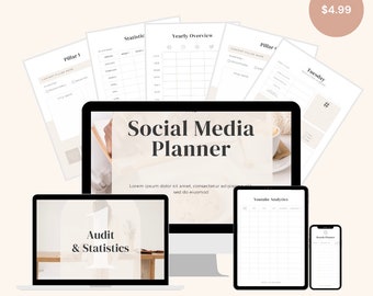 Social Media Planer: Bearbeitbare Canva Vorlage (Digitaler Download)