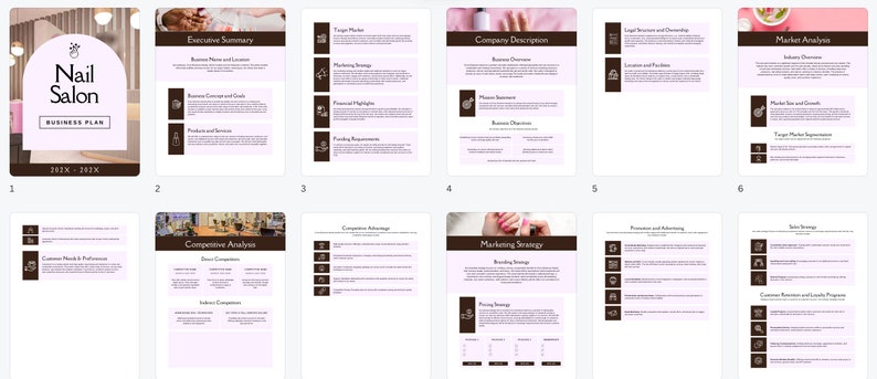 Nail Salon Business Plan Canva Template: 34-page Salon Planner (digital ...