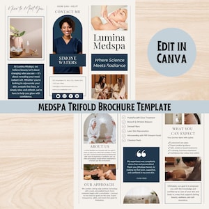 Plantilla de folleto tríptico Medspa: folleto de marketing de belleza editable (Canva, descarga digital)