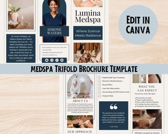 Medspa-driebladige brochuresjabloon: bewerkbare beautymarketingflyer (canva, digitale download)