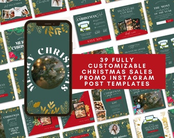 Christmas Instagram Post Templates: Holiday Sales & Marketing (Canva)