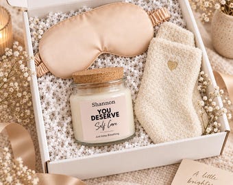Zestaw świecy sojowej i maski na oczy You Deserve Self Care | Spersonalizowany relaks