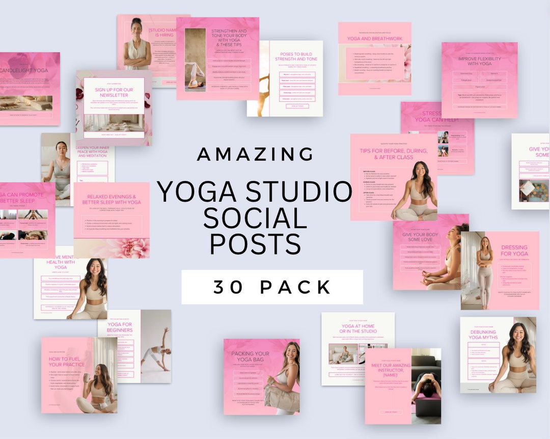 Yoga Studio Social Media Posts: Canva Templates (30) - Etsy