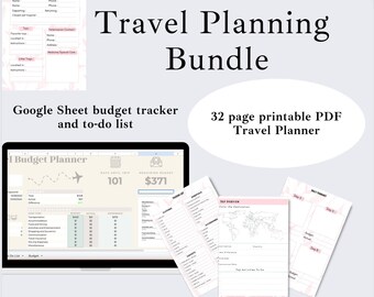 Travel Planner Bundle: Google Sheet Budget Tracker & 32-Page PDF