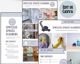 Cleaning Service Flyer Template: Editable Marketing Flyers (Canva)