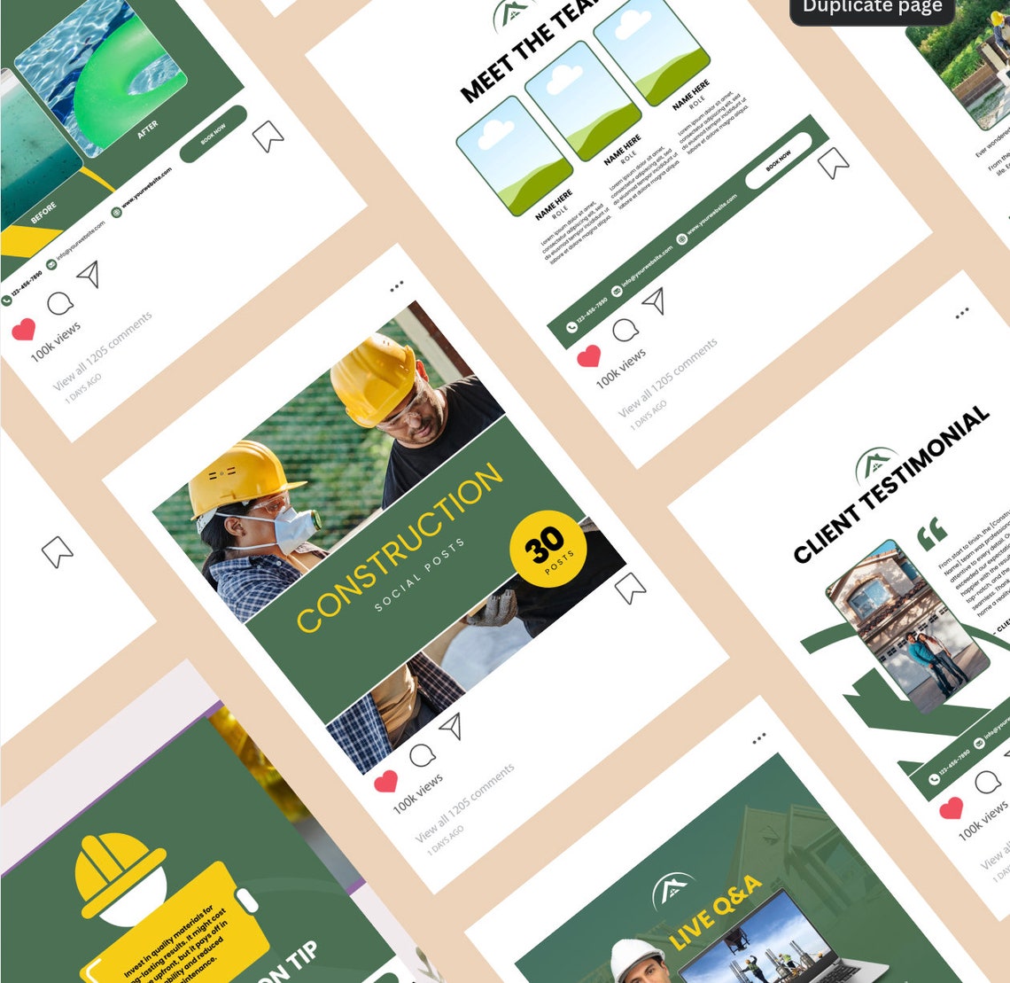 Construction Instagram Post Templates: 30 Editable Canva Designs - Etsy