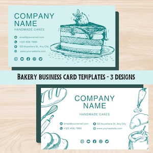 Bäckerei Canva Vorlage | Benutzerdefinierte Visitenkarte bearbeitbar | Kuchen-Visitenkarte | Dessert Visitenkarten | Druckbares Visitenkarten Design