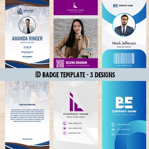 Customizable ID Badge Template: Set of 3 Canva Designs (2.2x3.5 in)