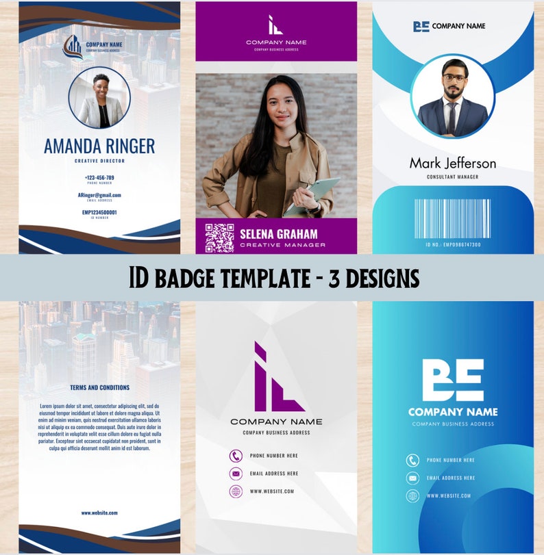 Customizable ID Badge Template: Set of 3 Canva Designs (2.2x3.5 In) - Etsy
