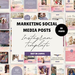30 Instagram Post Templates: Blog & Business Marketing (Canva)