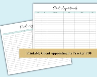 Printable Client Appointment Tracker: Small Business Meeting Log (PDF)