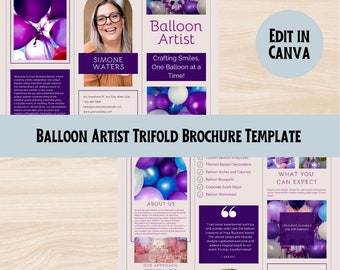 Balloon Artist Trifold Brochure Template – Editable Canva Marketing Design