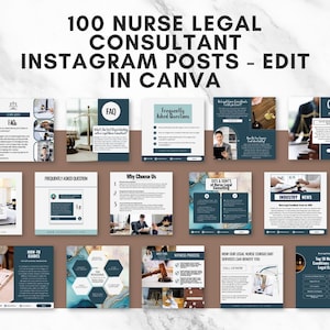 100 法律看護師コンサルタントの Instagram 投稿 - 法律看護師のソーシャル メディア マーケティング - 看護師弁護士の投稿 - Canva テンプレート Instagram