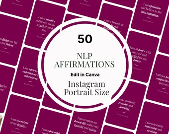 50 NLP Affirmation Canva Templates – Editable Portrait Posts for Coaches, Therapists, Wellness Brands
