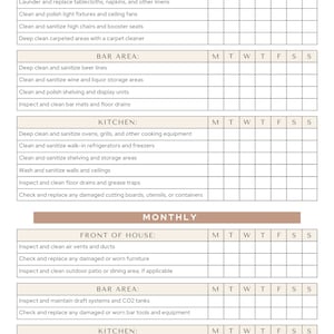 restaurant cleaning checklist