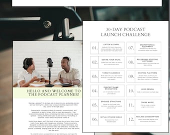 Podcast Episode Planner: 30-Day Launch Challenge (Printable PDF)