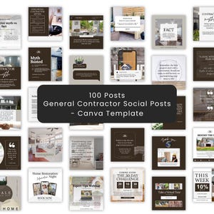 100 publicaciones sociales para contratistas generales - Plantillas de Instagram para la construcción - Publicaciones en redes sociales - Marketing para contratistas - Impulsa tu negocio
