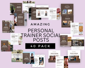 Social-mediaposts van personal trainer: 40 bewerkbare canva-sjablonen