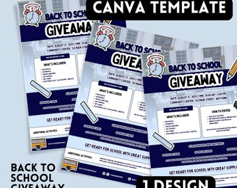 Back to School Giveaway Flyer: Customizable Canva Template (Instant Download)