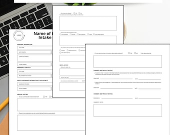 Dental Patient Intake Form: Minimalist Canva Template (3-Page)