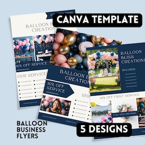 Balloon Business Flyers: Editable Canva Templates for Marketing (Digital Download