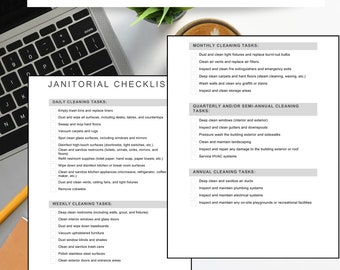 Janitorial Cleaning Checklist: Editable Canva Template (2-Page)