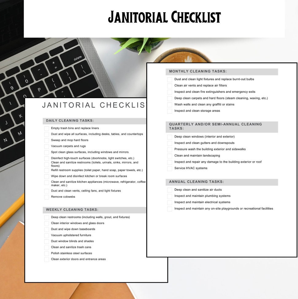 Janitorial Cleaning Checklist: Editable Canva Template (2-page) - Etsy