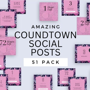 51 Varied Countdown Social Posts | Moody Floral Design Instagram Posts | Sales Marketing Social Media Posts
