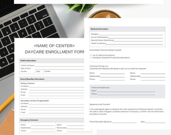 Editable Daycare Enrollment Forms: Canva Template (Digital Download)
