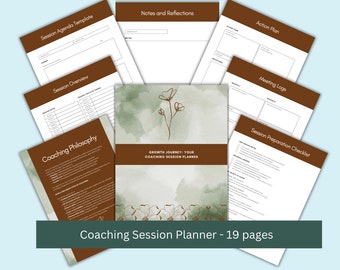 Planner coachingsessie: intake- en voortgangsnotities klant (Canva-sjabloon)