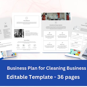 Cleaning Business Plan Template | Cleaning Company | Instant Download | Business Canva Template | Editable Marketing and Financial Plan