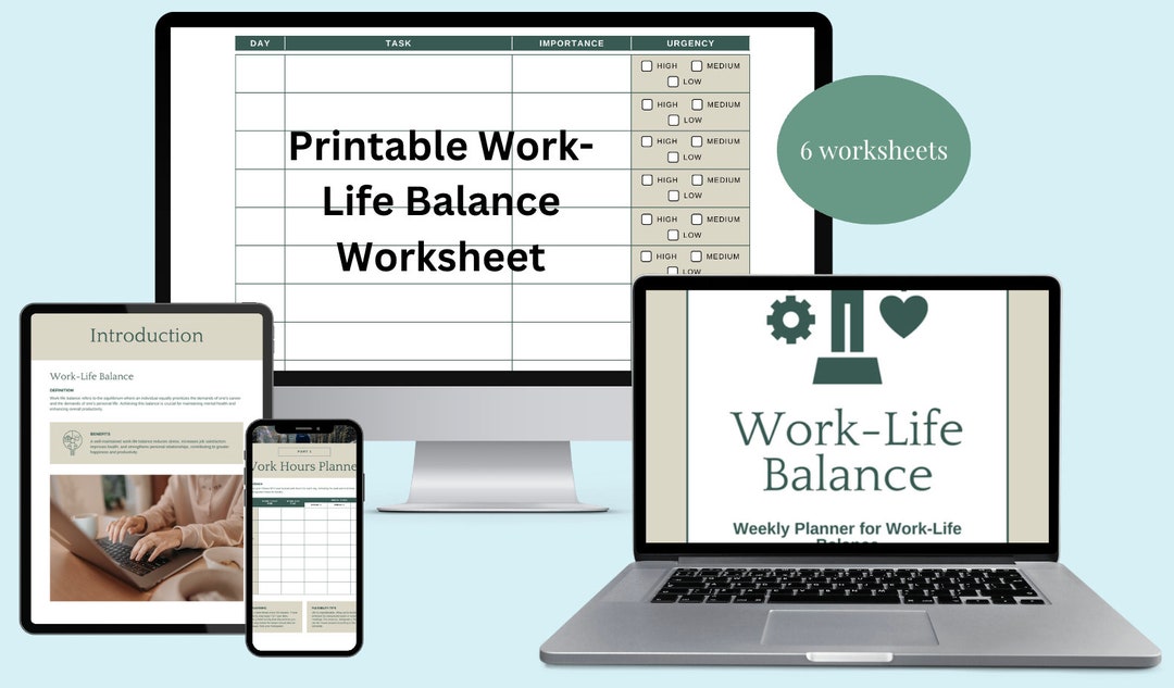 Work-life Balance Worksheets: Weekly Planner, Priority Tasks (PDF ...