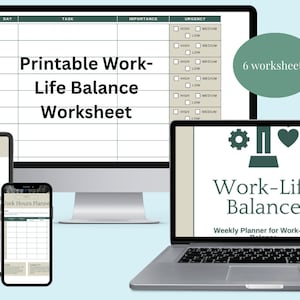 Work-Life Balance Worksheets: Weekly Planner, Priority Tasks (PDF Download)