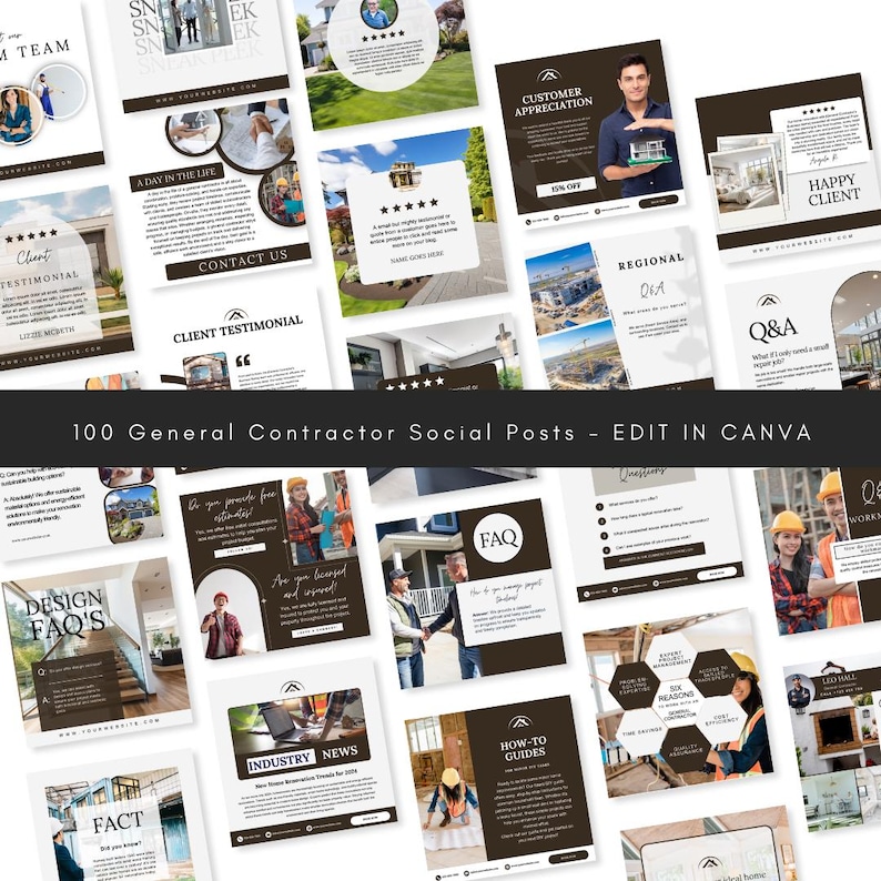 Contractor Posts General Contractor Social Media Posts: Canva Templates - Etsy