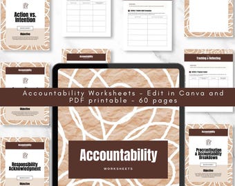 Accountability Worksheets for Self-Help - Emotional Regulation Tools - Therapy Resources - Digital Download - Canva Template Accountability
