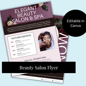 Editable Salon Flyer Template: Beauty & Spa Services (Canva)