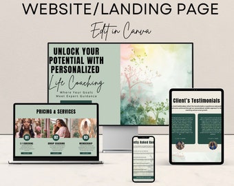 Life Coach Website Landing Page: Customizable Canva Template