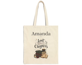 Lost Between Chapters tote bag | personalized book lover canvas tote