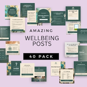 Wellness Coach Posts: Social Media Canva Template (40 Posts)