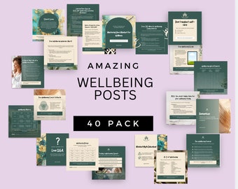 Wellness Coach Posts: Social Media Canva Template (40 Posts)