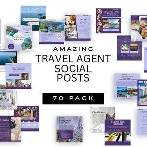 Travel Agent Social Media Posts: Canva Templates (70 Posts)
