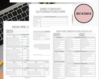 New Hire Einstellungs-Vorlage: HR-Formulare & Checkliste (editierbare Canva, digitaler Download)