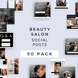 Beauty Salon Instagram Post Templates: Black & White Theme (Canva)