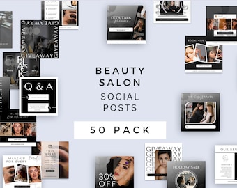 Beauty Salon Instagram Post Templates: Black & White Theme (Canva)
