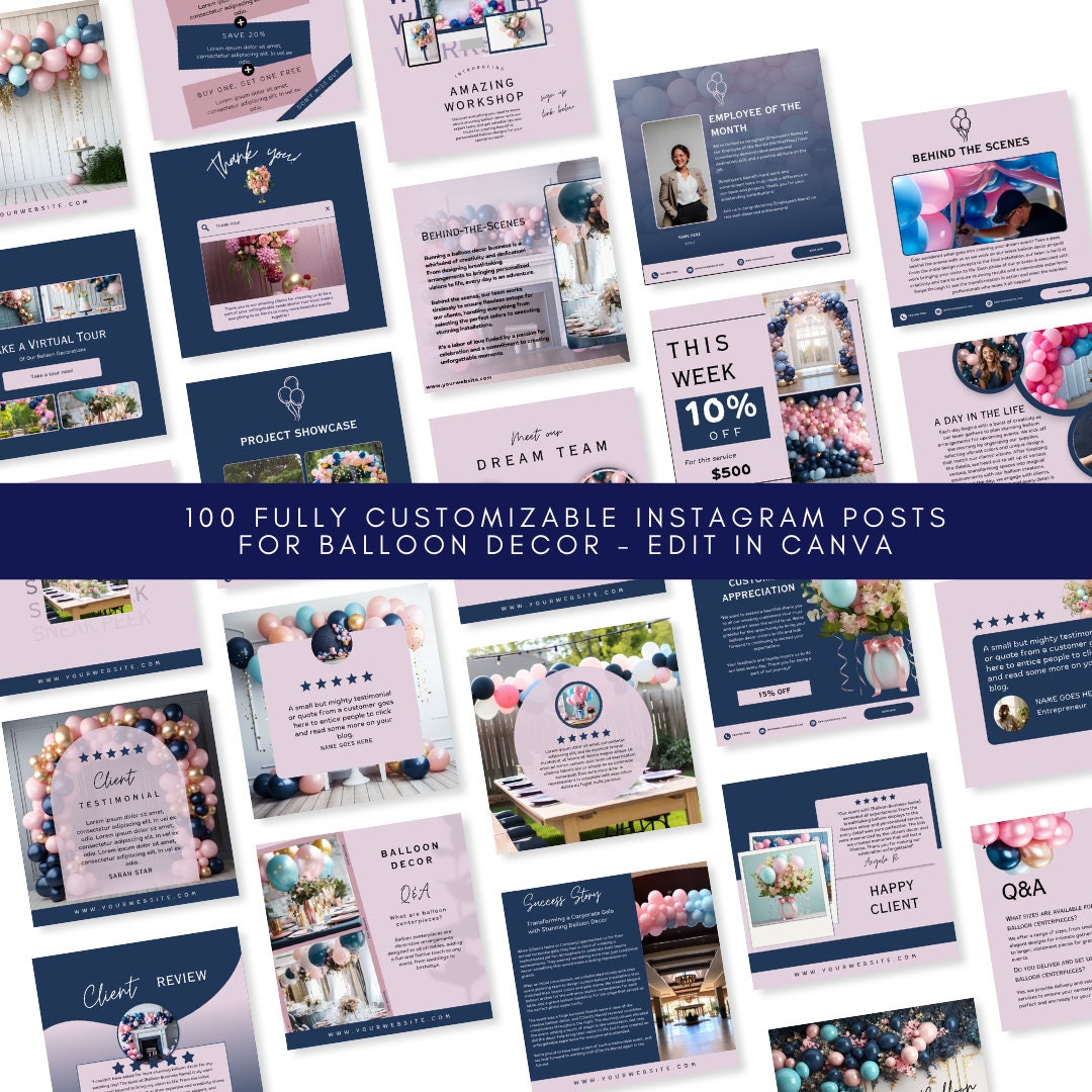 Balloon Decor Instagram Posts: Canva Template for Event Planners - Etsy