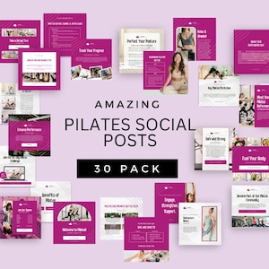 Pilates Instructors Instagram | Pilates Social Media Instagram Posts | Pilates Marketing Social Posts | Information Pilates | Canva Template
