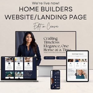 Home Baumeister Website - Neue Konstruktion - Makler Marketing - Luxus Haus Website - Canva Template - Website Landing Page | Wohnhaus