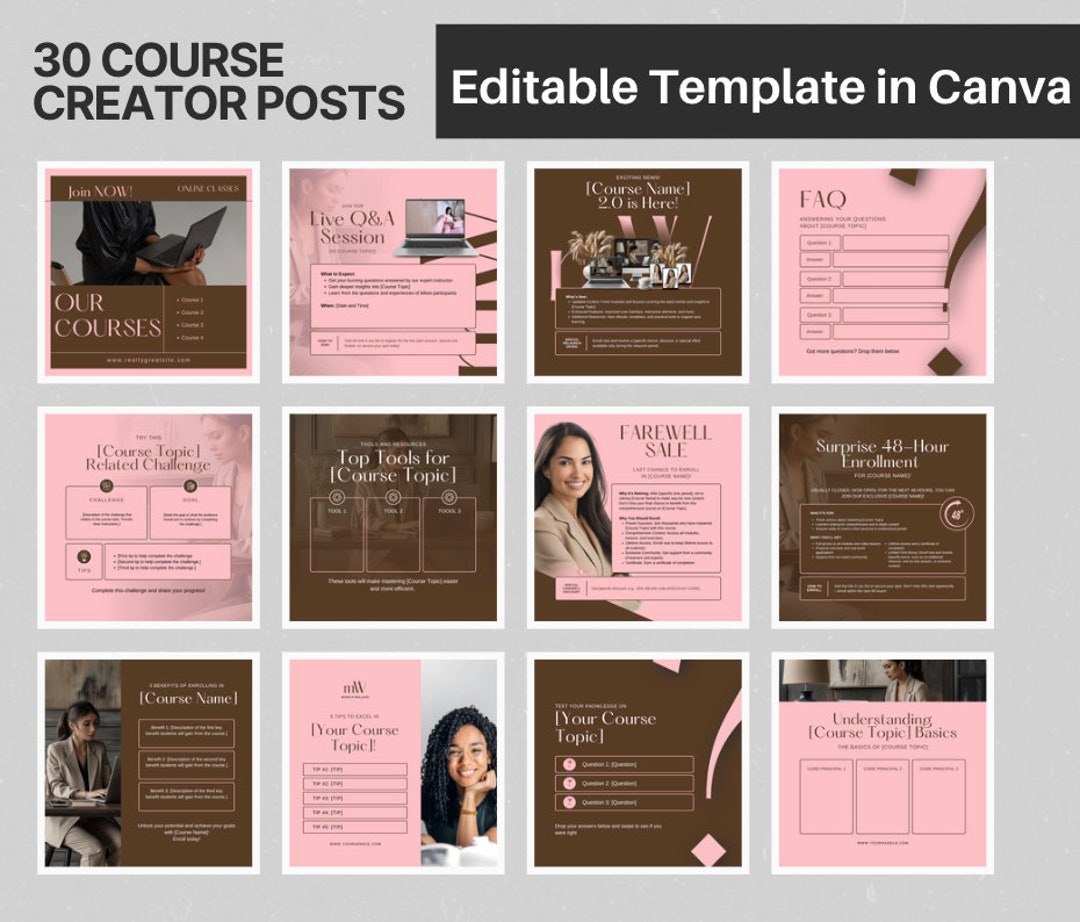 Course Creator Instagram Post Templates: Editable Social Media Content ...